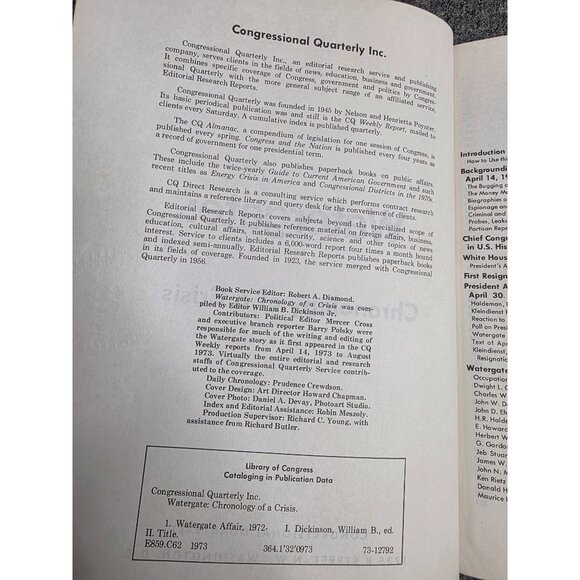 Watergate Chronology Of A Crisis Vol 1 Hardcover By Congressional Quarterly Vtg - Picture 5 of 7